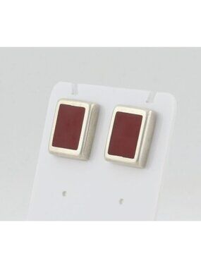 Sterling Silver Red Howlite Earrings 3/4" x 1/2" inch